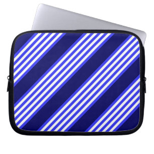 Housse Pour Ordinateur Portable Bleu et blanc cinq bandes motif