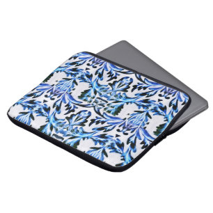 Housse Pour Ordinateur Portable Bleu feuille fileté