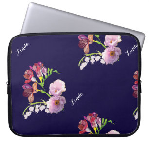 Housse Pour Ordinateur Portable Bleu floral