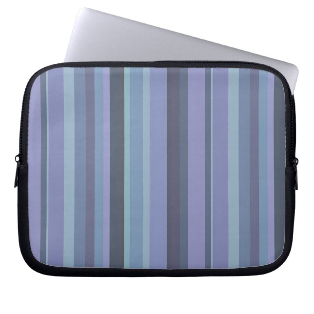 Housse Pour Ordinateur Portable Bleu-gris, bandes horizontales (Devant)