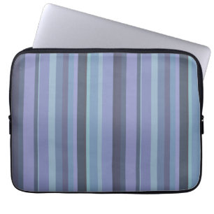 Housse Pour Ordinateur Portable Bleu-gris, bandes horizontales