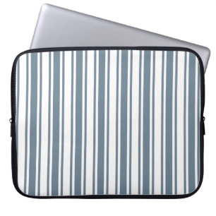 Housse Pour Ordinateur Portable Bleu gris et blanc rayures de bonbons