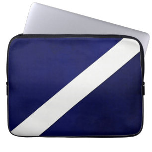 Housse Pour Ordinateur Portable Bleu marine avec tablette en diagonale blanche ray