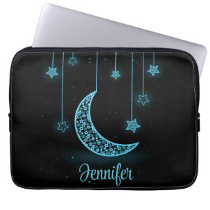 Housse Pour Ordinateur Portable Bleu mignon Lune et Étoiles pendantes