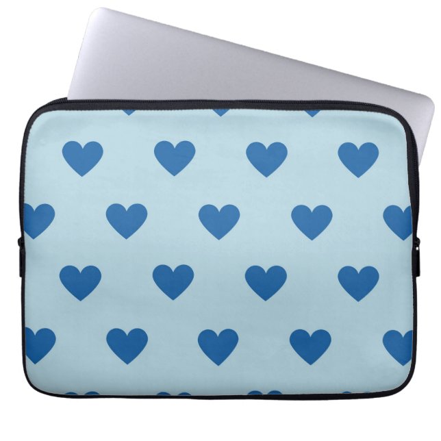 Housse Pour Ordinateur Portable Bleu mignon simple Motif de coeur (Devant)