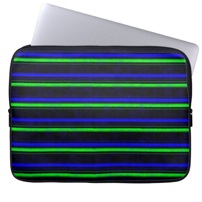 Housse Pour Ordinateur Portable Bleu Noir Grandes Vertes (Devant)