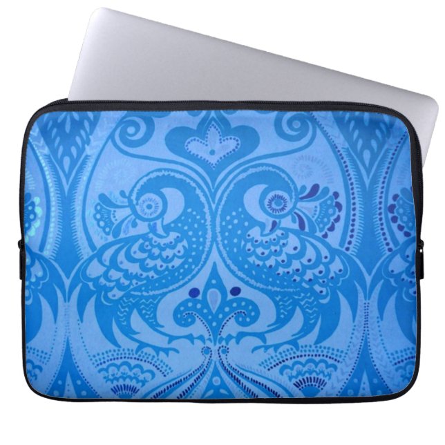 Housse Pour Ordinateur Portable Bleu Oriental Peacock Birds (Devant)
