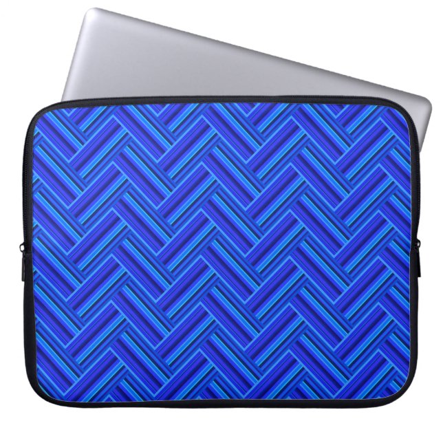 Housse Pour Ordinateur Portable Bleu rayures double motif (Devant)