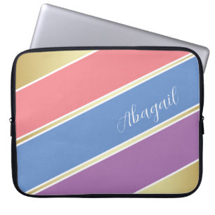 Housse Pour Ordinateur Portable Bleu, rose et lavande personnalisés