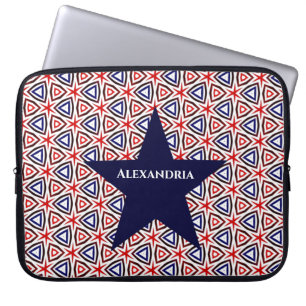 Housse Pour Ordinateur Portable Bleu Rouge Bleu Américain Patriotique Motif modern