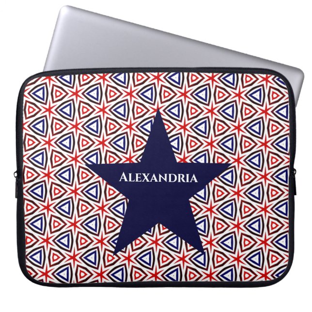 Housse Pour Ordinateur Portable Bleu Rouge Bleu Américain Patriotique Motif modern (Devant)