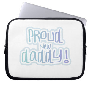 Housse Pour Ordinateur Portable Bleu Texte Fier Nouveau Daddy Cadeaux