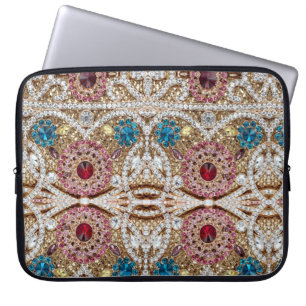 Housse Pour Ordinateur Portable bleu turquoise or bordeaux rose bohème