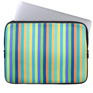 Housse Pour Ordinateur Portable Bleu vintage classique et rayures arc-en-ciel oran