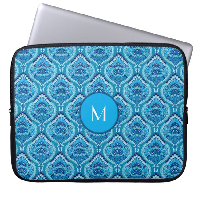 Housse Pour Ordinateur Portable Bleuâtre - Paisley à plumes (Devant)
