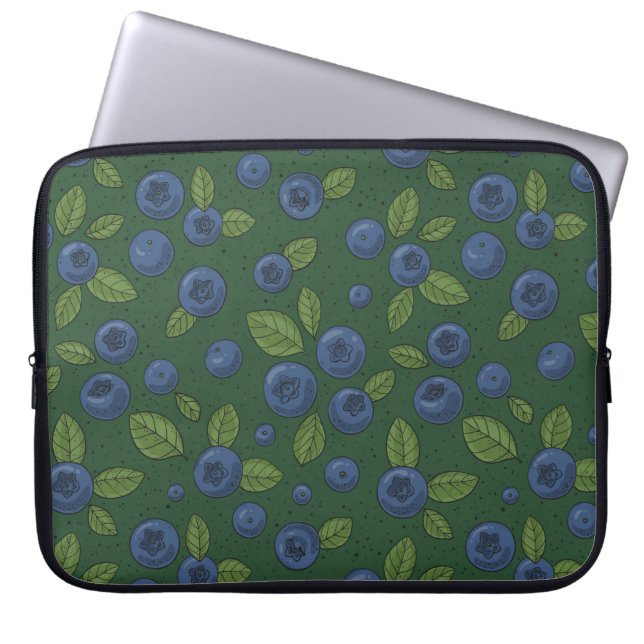 Housse Pour Ordinateur Portable Bleus sur vert foncé (Devant)