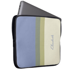 Housse Pour Ordinateur Portable Bloc de couleurs personnalisé bleu vert crème mode