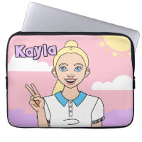 Blonde Cartoon Girl rose Coque au crayon de l'écol