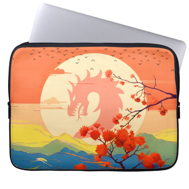 HOUSSE POUR ORDINATEUR PORTABLE BLOSSOM NATURE MOUNTAINE DRAGON (Devant)