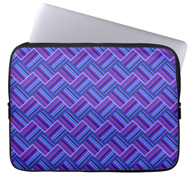 Housse Pour Ordinateur Portable Blue and purple stripes weave (Devant)