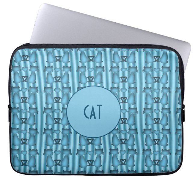 Housse Pour Ordinateur Portable Blue Cats Stripes hypnotiques Design Amusant Perso (Devant)