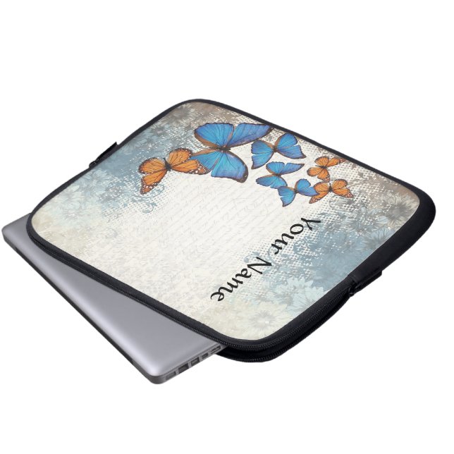 Housse Pour Ordinateur Portable Blue floral (Devant bas)