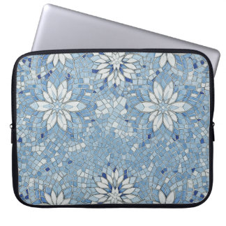 Housse Pour Ordinateur Portable blue floral mosaic