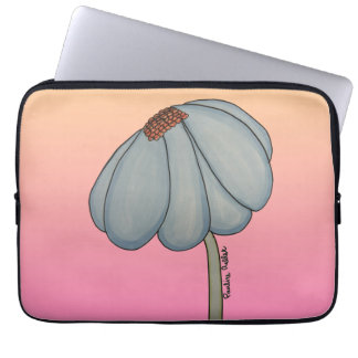 Housse Pour Ordinateur Portable Blue Flower with pink background