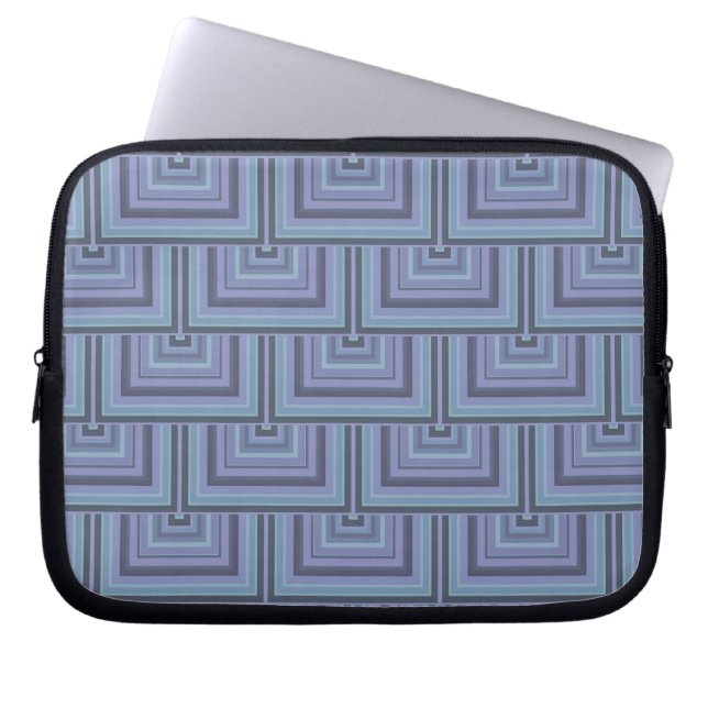 Housse Pour Ordinateur Portable Blue-grey stripes square scales pattern (Devant)