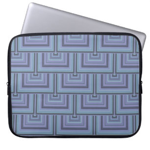 Housse Pour Ordinateur Portable Blue-grey stripes square scales pattern