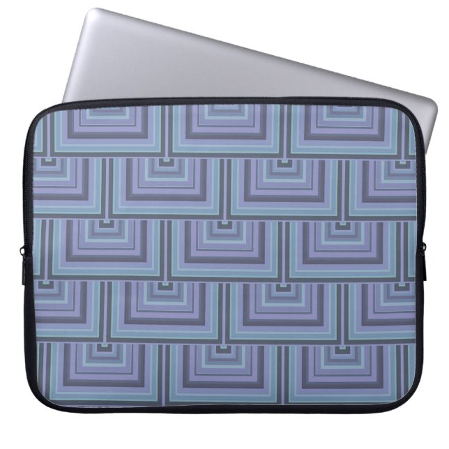 Housse Pour Ordinateur Portable Blue-grey stripes square scales pattern (Devant)