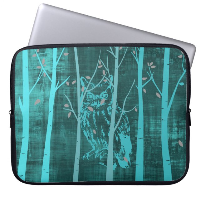 Housse Pour Ordinateur Portable Blue Grunge Woodland Owl (Devant)