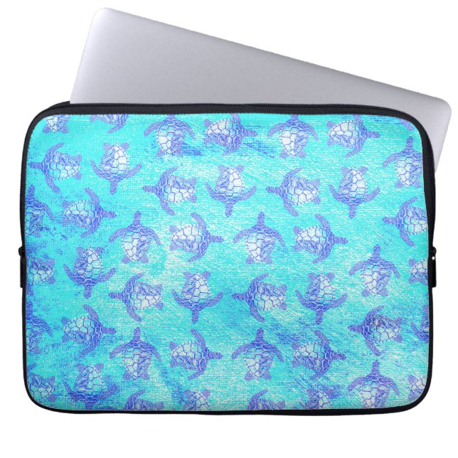 Housse Pour Ordinateur Portable Blue Sea Turtle Print (Devant)