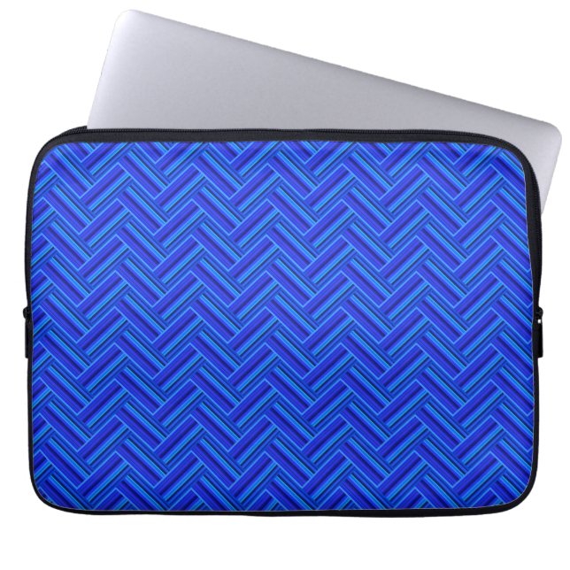 Housse Pour Ordinateur Portable Blue stripes double weave pattern (Devant)