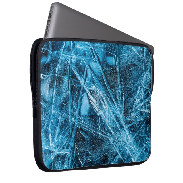Housse Pour Ordinateur Portable Blue Turquoise Abstrait Ice Art (Devant droit)