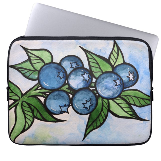 Housse Pour Ordinateur Portable Blueberges d'aquarelle (Devant)