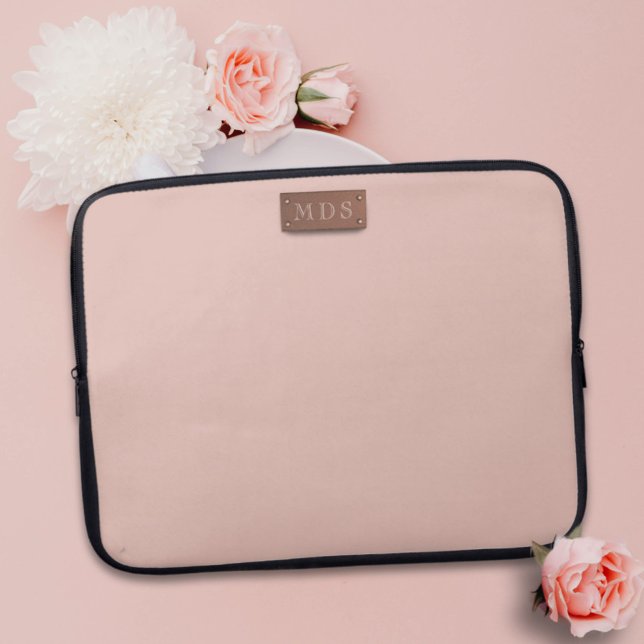 Housse Pour Ordinateur Portable Blush Rose Gold Monogram (Créateur téléchargé)