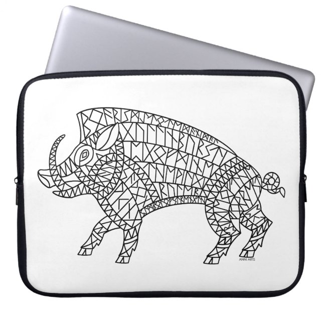 Housse Pour Ordinateur Portable Boar sauvage avec Runes (Devant)