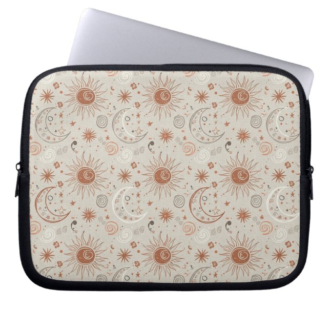 Housse Pour Ordinateur Portable Boho Sun and Moon Pattern (Devant)