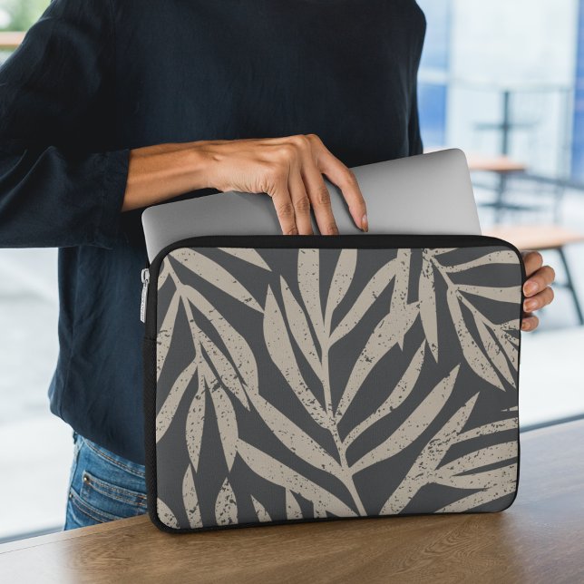 Housse Pour Ordinateur Portable Boho Tropical Grunge Palm Abstrait Motif Feuille (Créateur téléchargé)