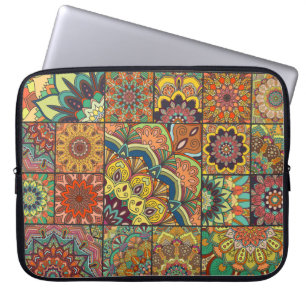 Housse Pour Ordinateur Portable Boho tuiles : patchwork coloré sans couture motif