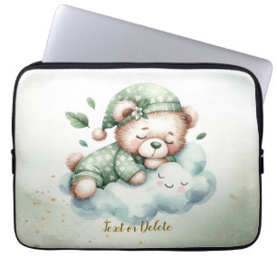 Housse Pour Ordinateur Portable Boho vert dormant Teddy Ours mou
