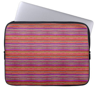 Housse Pour Ordinateur Portable Boho Vintage Rouge Violet Rayures -