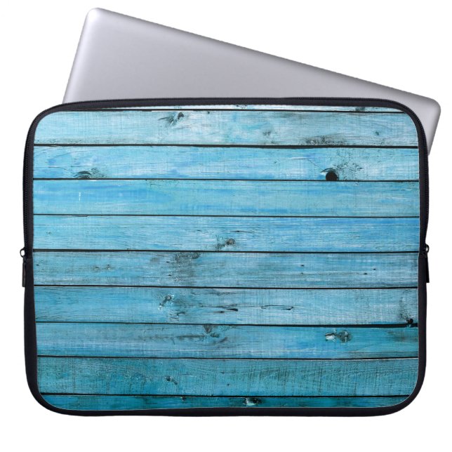 Housse Pour Ordinateur Portable Bois bleu naturel, arrière - plan texturé. (Devant)