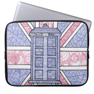 Housse Pour Ordinateur Portable Boîte de police britannique et drapeau d'Union