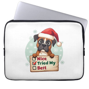 Housse Pour Ordinateur Portable Boîte mignonne de chien Boxer Noël Nice J'ai essay