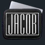 Housse Pour Ordinateur Portable Bold & Modern Your name or Word | White On Black<br><div class="desc">Bold et moderne.</div>