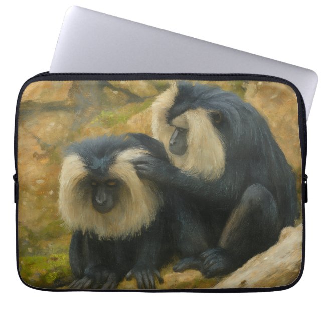 Housse Pour Ordinateur Portable Bond Macaque - Rituel Grooming (Devant)