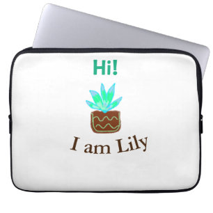 Housse Pour Ordinateur Portable Bonjour Je suis Lily cactus succulent ajouter nom 