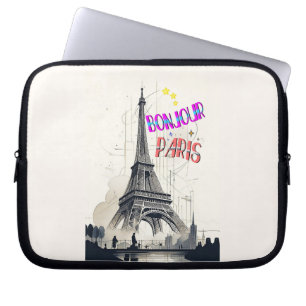 Housse Pour Ordinateur Portable Bonjour Paris coloré
